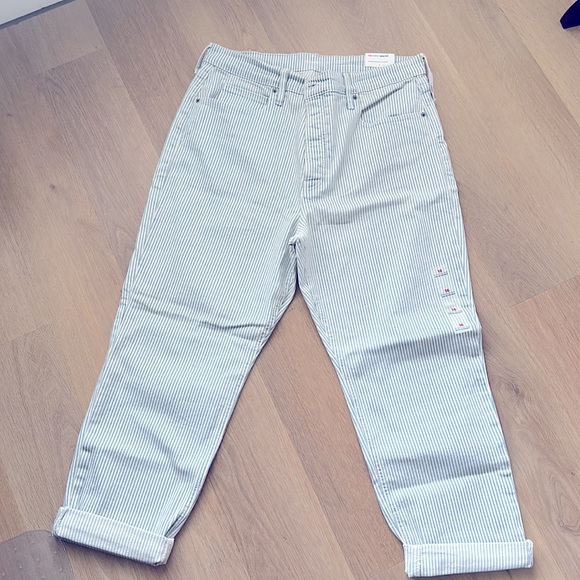 Extra High Rise Blue/White Striped Stretch Jeans - Picture 2 of 5